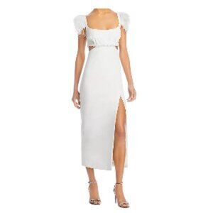 Likely Taliah Feather Trimmed Dress Gown White 2 NWT